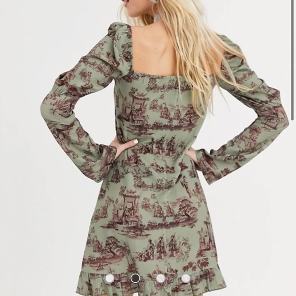 ASOS New Girl Order Tea Dress Vintage Scenic Print - Picture 3 of 5